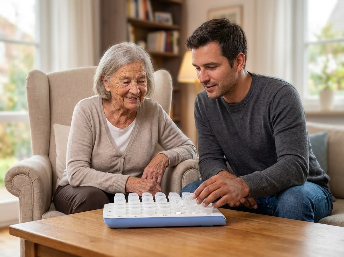 ANABOX smart medication dispenser with a patient and relative